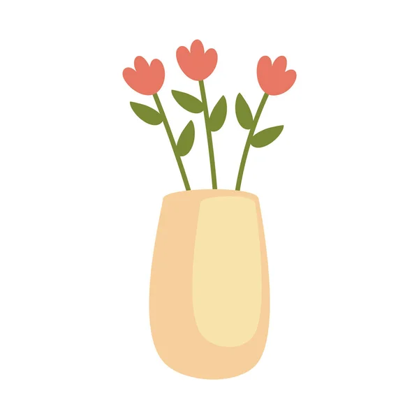 Yellow Vase Flowers Icon — Stock Vector