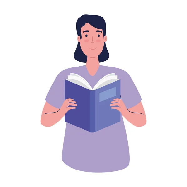 Γυναίκα Ανάγνωση Βιβλίο Χαρακτήρα Μελέτη — Διανυσματικό Αρχείο
