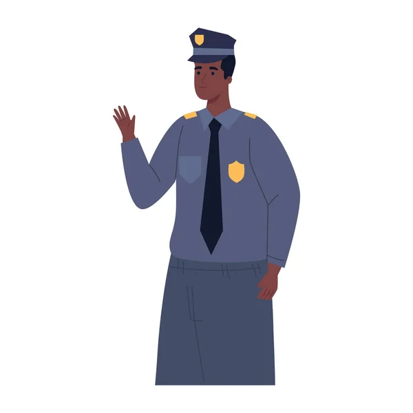 Afro Policie Pracovník Profesionální Charakter — Stockový vektor