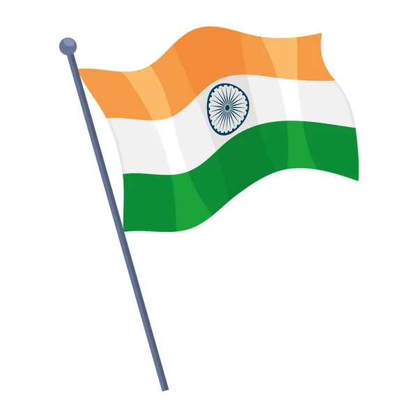 Flaga Indyjska Machająca Biegunie — Wektor stockowy