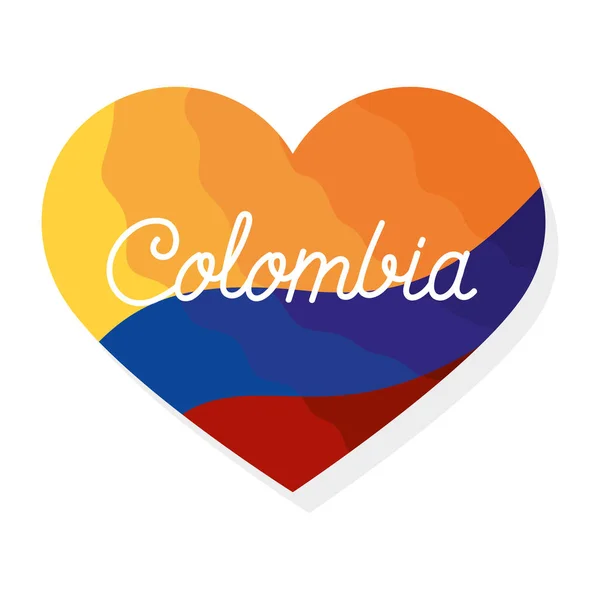 Kalp Simgesinde Kolombiya Bayrağı — Stok Vektör