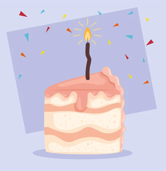 Porción Pastel Con Cartel Velas — Vector de stock