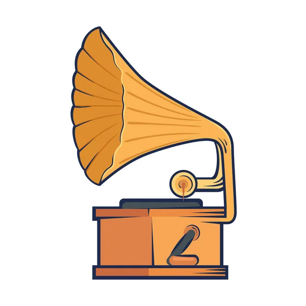 Gramophone Dispositif Icône Style Rétro — Image vectorielle