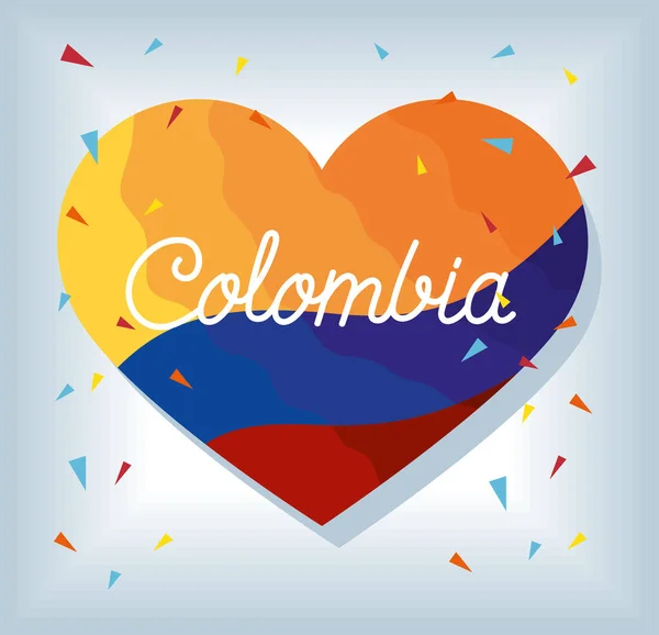 Серце Значком Колумбійського Прапора — стоковий вектор