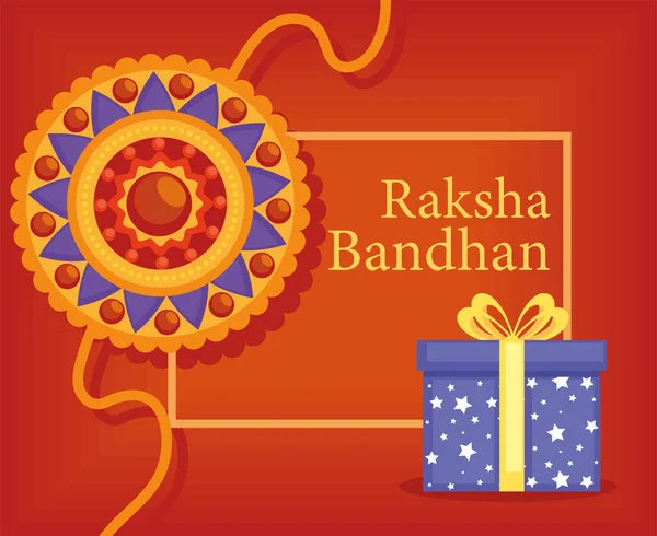 Cartel Letras Raksha Bandhan Con Regalo — Vector de stock