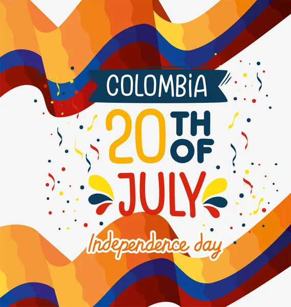 Bayraklı Kolombiya Bağımsızlık Günü Kartpostalı — Stok Vektör