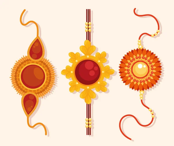 Trei Brățări Raksha Bandhan Icon — Vector de stoc
