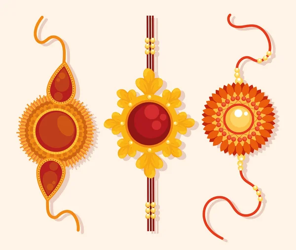 Three Wristbands Raksha Bandhan Icon — Stock Vector