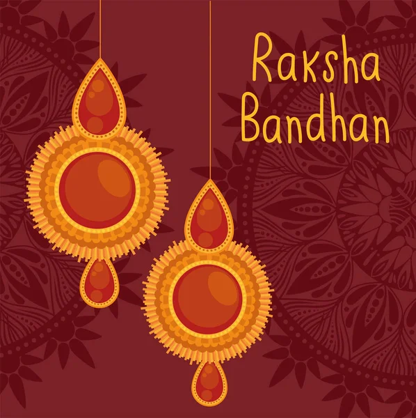 Tarjeta Letras Raksha Bandhan Con Pulseras — Vector de stock
