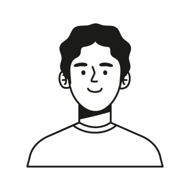 Mutlu adam karakteri monokrom simgesi