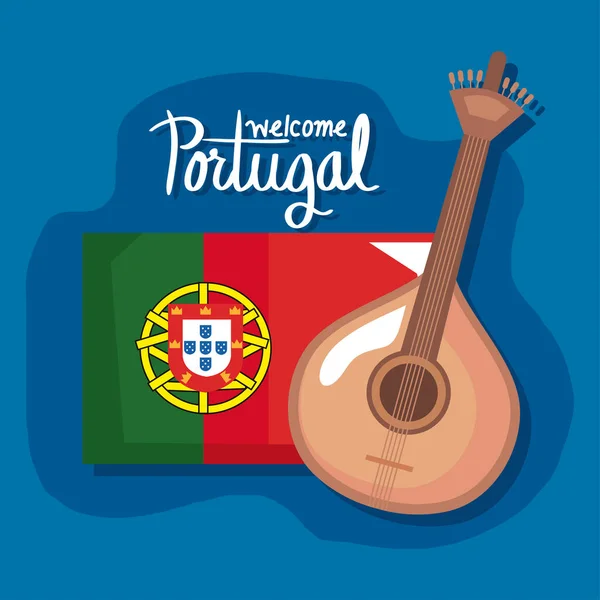 Boas Vindas Letras Portugal Com Bandeira —  Vetores de Stock