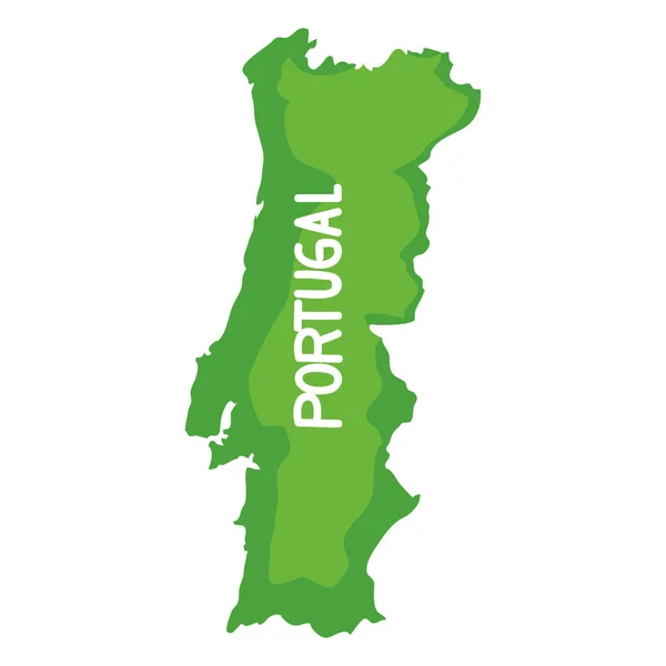 Portugal Mapa Verde Letras — Vector de stock