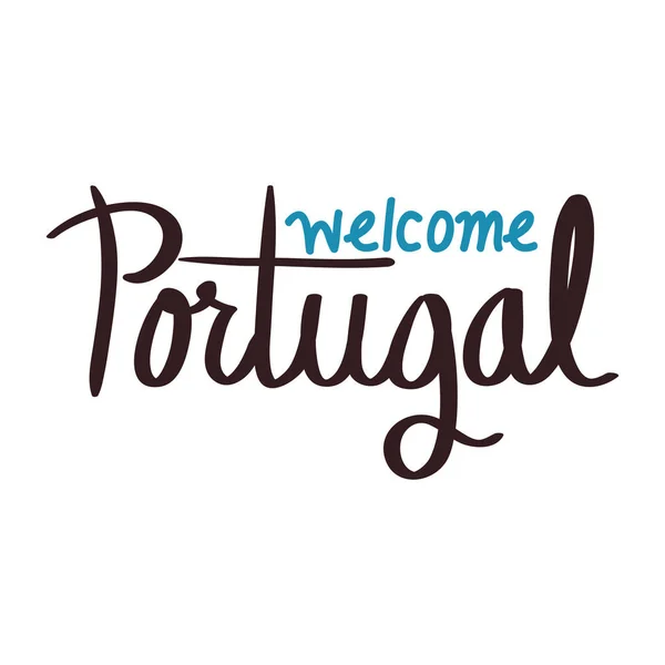 Bienvenido Portugal Lettering Caligrafía Icono — Vector de stock
