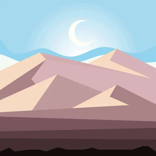 Desierto Luna Paisaje Escena — Vector de stock