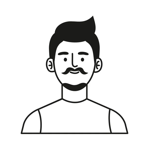 Homme Avec Moustache Icône Monochrome — Image vectorielle