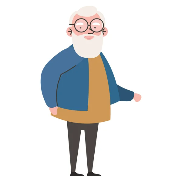 Großvater Trägt Brillenfigur — Stockvektor