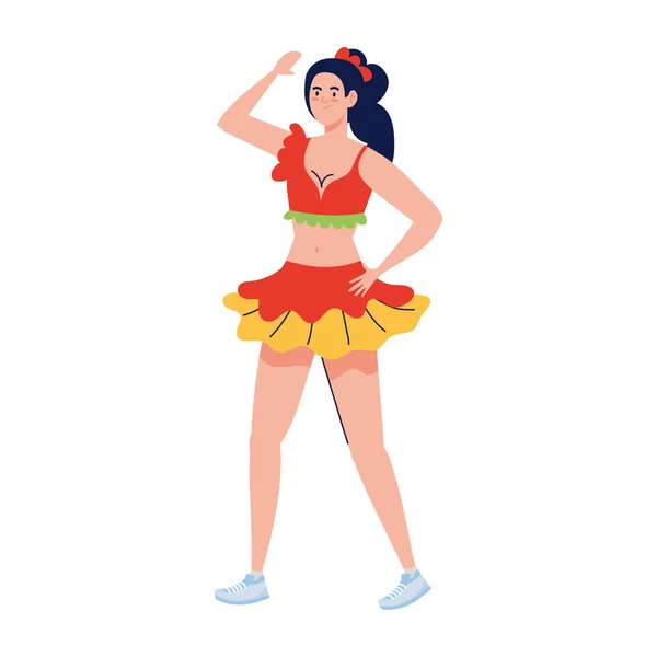 Mujer Brasileña Bailarina Hermoso Carácter — Vector de stock