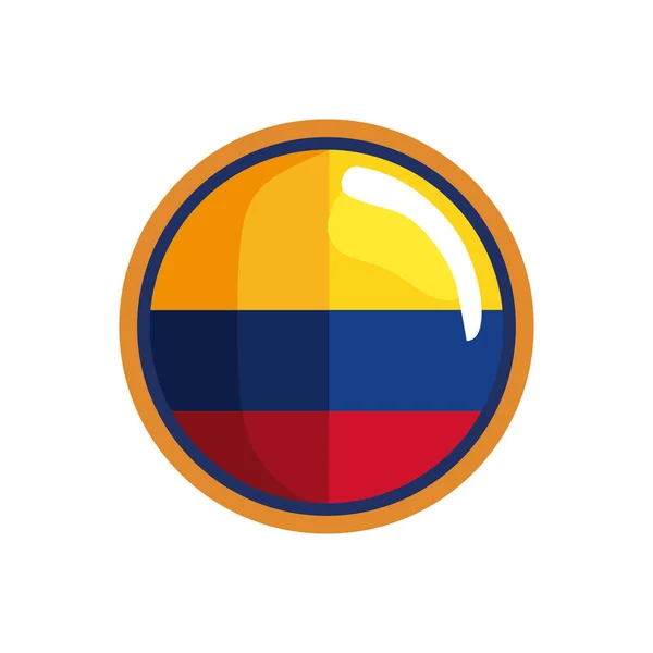 Kolumbianische Flagge Knopf Isoliert Symbol — Stockvektor