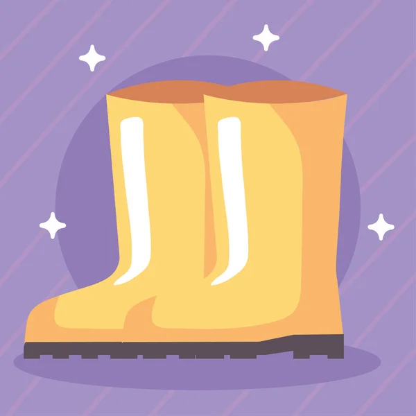 Gelbe Gummistiefel Schuhe Ikonen — Stockvektor