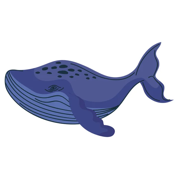Pesce Balena Selvatico Carattere Nuoto — Vettoriale Stock