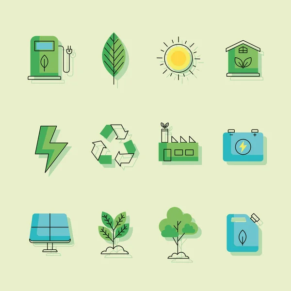 12个生态能源图标 — 图库矢量图片