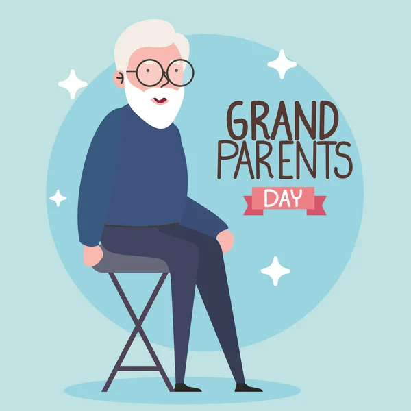 Großeltern Tag Schriftzug Postkarte Mit Großvater — Stockvektor