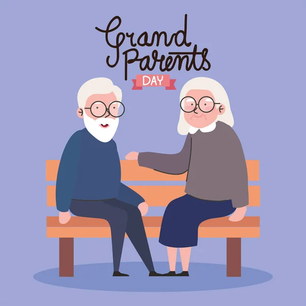Grandparents Day Lettering Poster Couple — Stock Vector