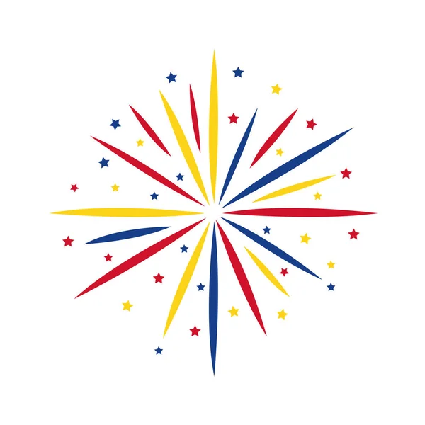 Bandeira Colombiana Cores Ícone Fogos Artifício — Vetor de Stock