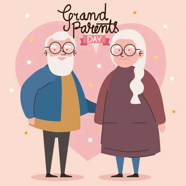 祖父母の日のレタリングカップルカード — ストックベクタ