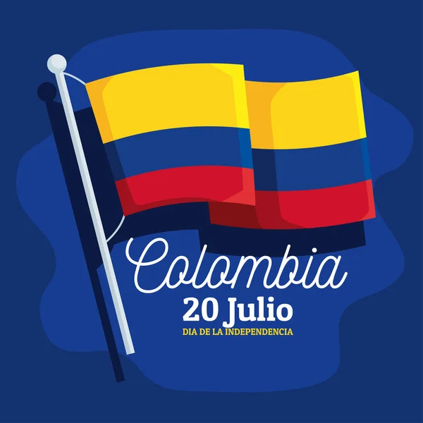 Kolombia Dzień Niezależności Pocztówka Flagą — Wektor stockowy