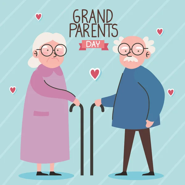 Grandparents Day Lettering Card Couple — Stock Vector