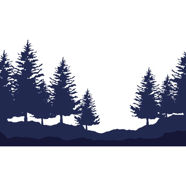 Pines Forest Silhouette Landscape Scene — Stock Vector