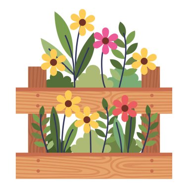 Tahta sepet ikonunda çiçekler