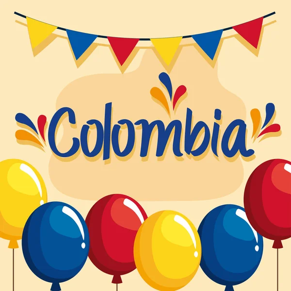 Kolombiya Harfleri Ülke Kutlama Kartı — Stok Vektör