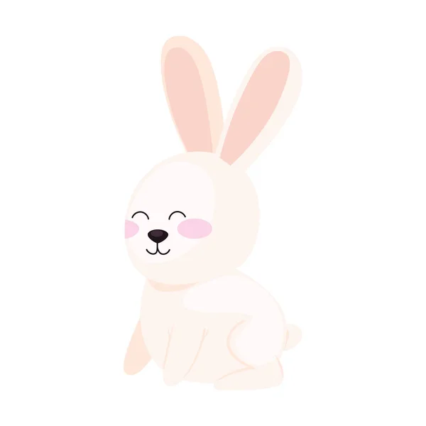 Cute White Rabbit Animal Character — Stock Vector