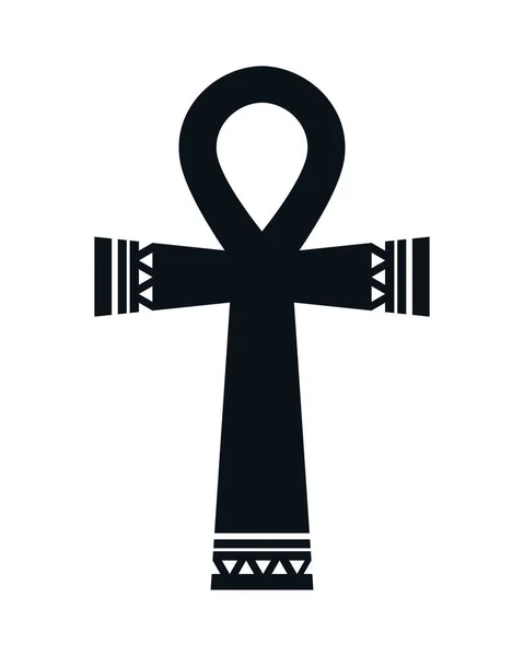 Egyptian Culture Cross Silhouette Icon — 스톡 벡터