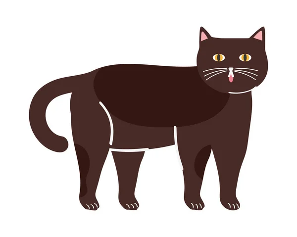 Cute Brown Cat Pet Character —  Vetores de Stock