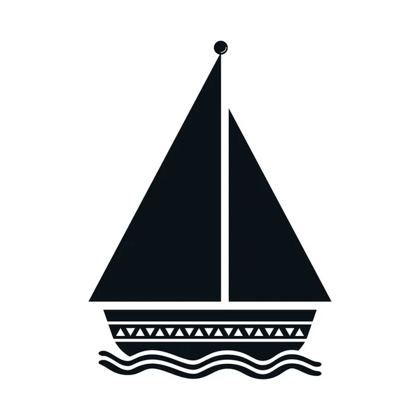 Sailboat Antique Silhouette Style Icon — Vettoriale Stock