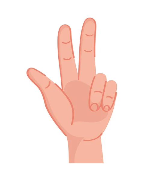 Left Hand Three Number Gesture — Stock Vector