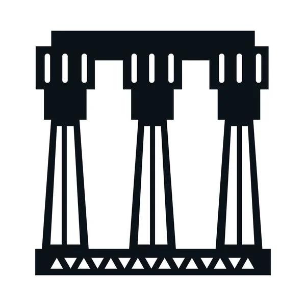 Egyptian Culture Columns Silhouette Icon — Stock vektor