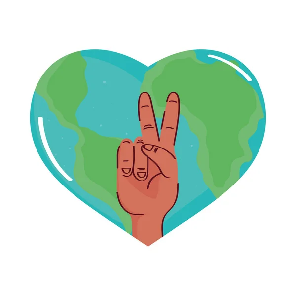 World Hand Peace Symbol — Archivo Imágenes Vectoriales