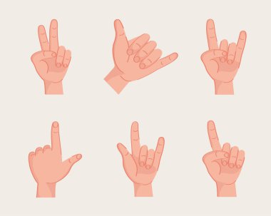 six left hands set icons