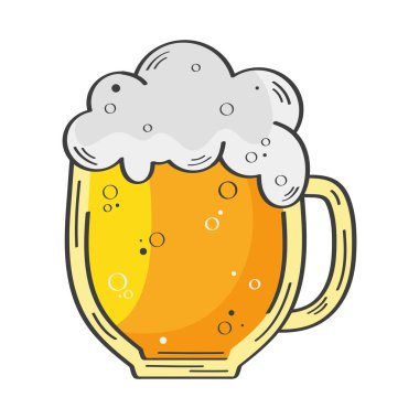 Köpüklü bira kavanozu.