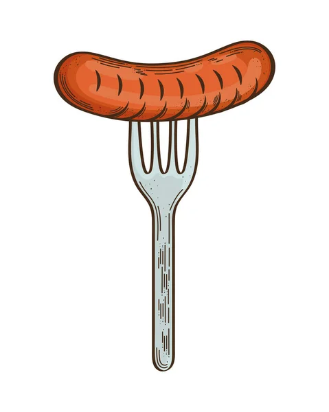 Sausage Fork Delicious Icon — Stock vektor