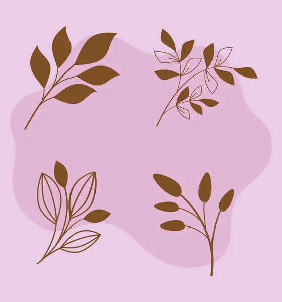 Чотири Квіткові Прикраси Набір Іконок — стоковий вектор