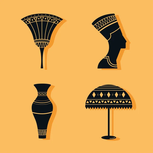 四套埃及文化的轮廓 — 图库矢量图片