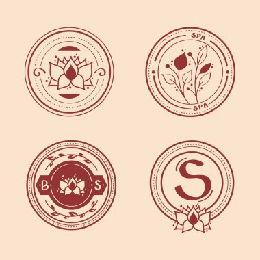 dört spa amblemi simge ayarladı