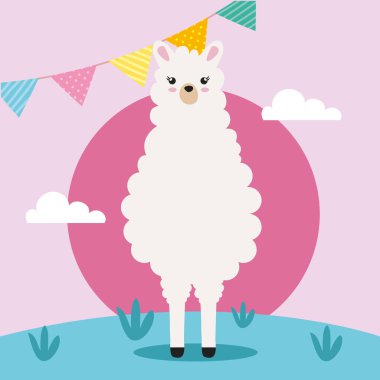 sweet llama with garlands character