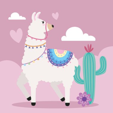 Tatlı lama kaktüslü bitki karakteri