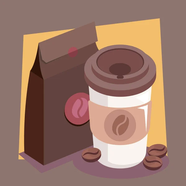 Coffee Isometric Pot Bag Icons — Stock Vector